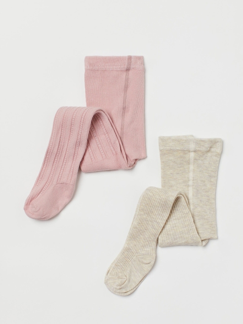 

H&M Girls Pink & Beige 2-Pack Fine-Knit Tights
