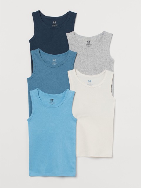 

H&M Boys 5-Pack Cotton Vest Tops, White