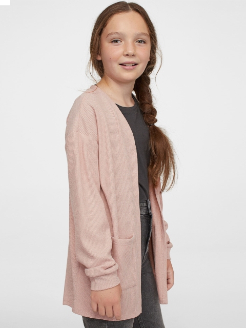 

H&M Girls Pink Ribbed Cardigan