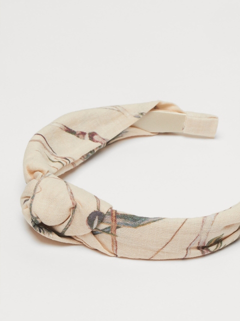 

H&M Women Beige Printed Knot-Detail Alice Band