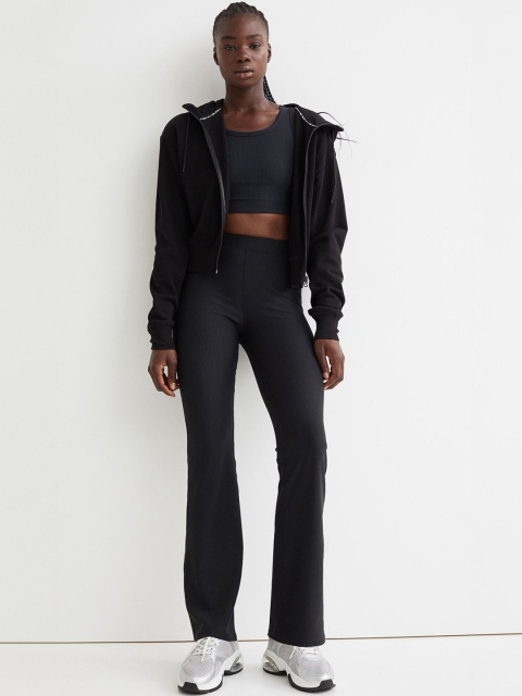 

H&M Women Black Ribbed Sports Trousers