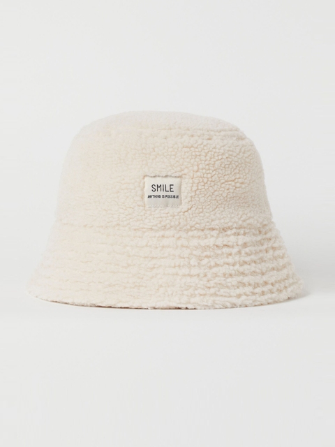 

H&M Women White Solid Faux Fur Bucket Hat