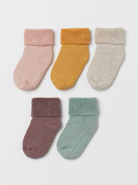 

H&M Girls 5-Pack Solid Terry Socks, Green