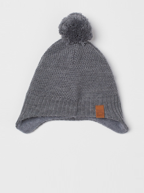 

H&M Boys Grey Solid Fleece-Lined Hat