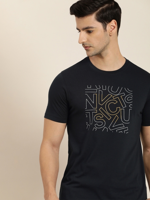 

Invictus Indoor Men Navy Blue Typography Printed T-shirt