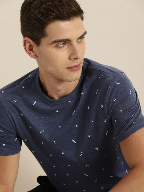 

Invictus Indoor Men Navy Blue Conversational Printed Round Neck Regular Sleeves T-shirt
