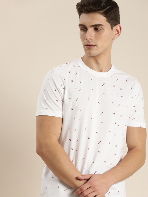 

Invictus Indoor Men White Quirky Printed Round-Neck Casual T-shirt