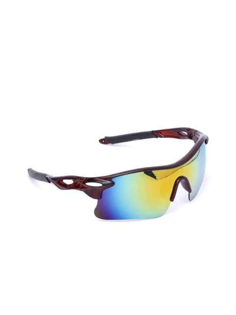 

FROGGY Unisex Kids Mirrored Lens & Black Shield Sunglasses with UV Protected Lens, Blue