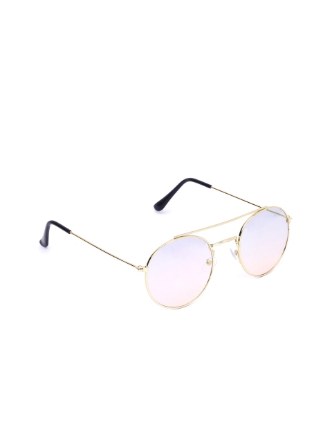 

FROGGY Unisex Kids Mirrored Lens & Gold-Toned Full Rim Round Sunglasses, Pink
