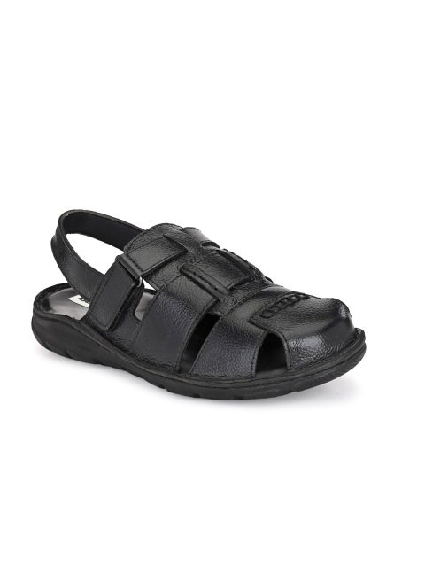 

BUCIK Men Black Leather Comfort Sandals