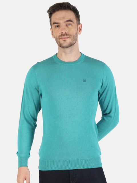 

Monte Carlo Men Turquoise Blue Cotton Pullover Sweater