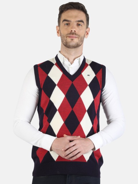 

Monte Carlo Men Navy Blue & Red Argyle Patterned Sweater Vest