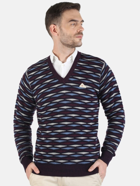 

Monte Carlo Men Maroon & Black Geometric Self Design Pullover Sweater