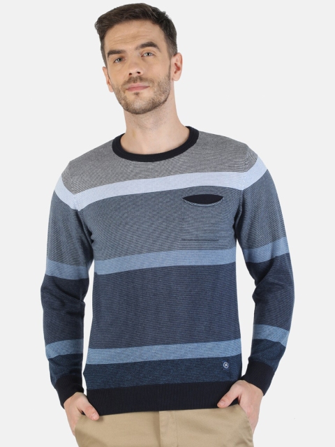 

Monte Carlo Men Navy Blue & Grey Colourblocked Pullover