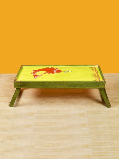 

AAKRITI ART CREATIONS Lime Green & Red Madhubani Folding Breakfast Tray