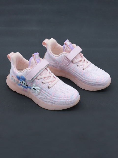 

FEETWELL SHOES Kids Pink & Blue Mickey Mouse Woven Design Sneakers