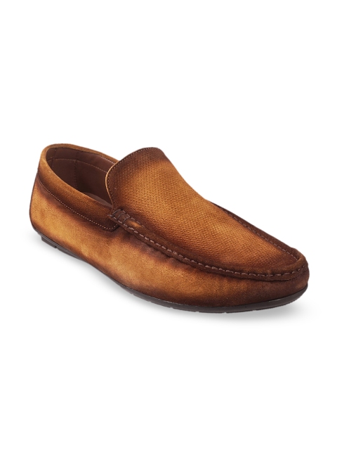 

DAVINCHI Men Tan Brown Suede Loafers