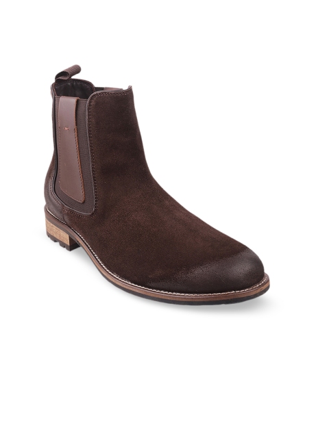 

DAVINCHI Men Brown Leather Flat Boots