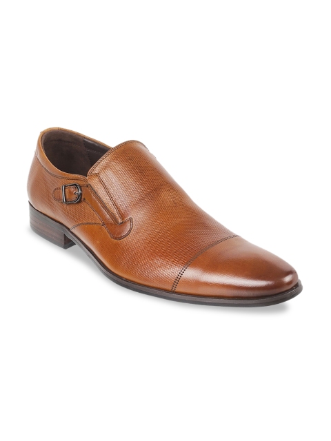 

DAVINCHI Men Tan Brown Textured Formal Monks