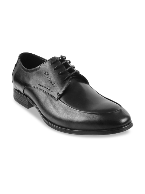 

DAVINCHI Men Black Solid Leather Formal Derbys