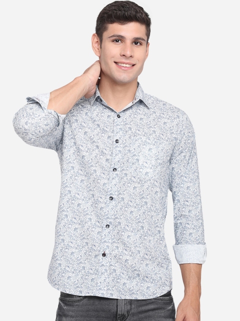 

JADE BLUE Men Blue Classic Slim Fit Floral Opaque Printed Pure Cotton Casual Shirt