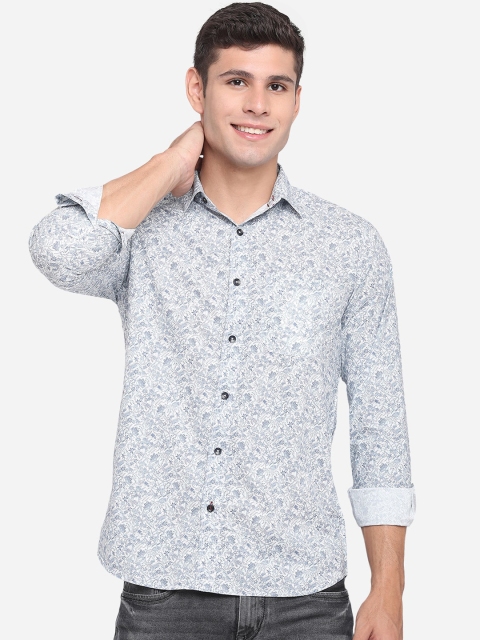 

JADE BLUE Men Blue Classic Slim Fit Floral Printed Pure Cotton Casual Shirt