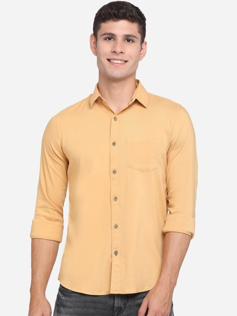 

JADE BLUE Men Yellow Classic Slim Fit Opaque Pure Cotton Casual Shirt