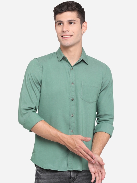 

JADE BLUE Men Green Classic Slim Fit Opaque Pure Cotton Casual Shirt