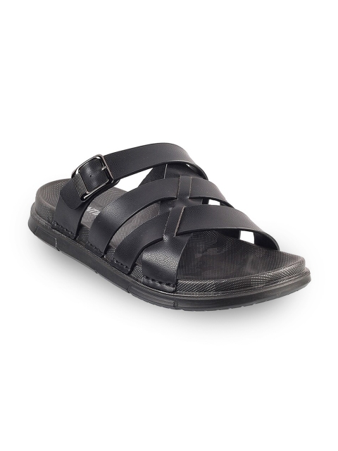 

J FONTINI Men Black Leather Comfort Sandals