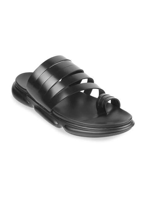 

J.FONTINI Men Black Solid Strappy Comfort Sandals