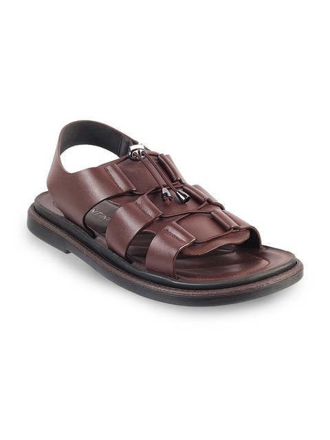 

J FONTINI Men Brown Leather Comfort Sandals