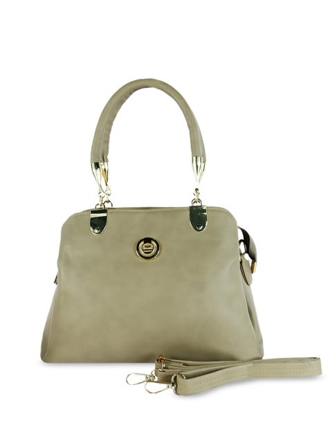 

LELYS Grey Leather Structured Handheld Bag with Applique