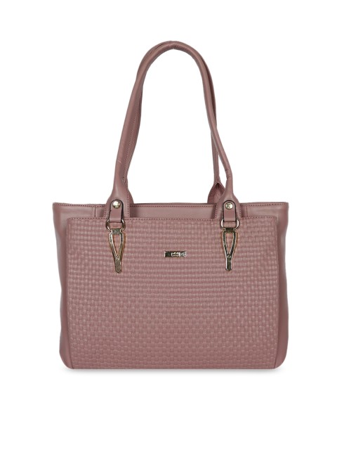 

LELYS Pink Textured Leather Oversized Shopper Shoulder Bag with Quilted