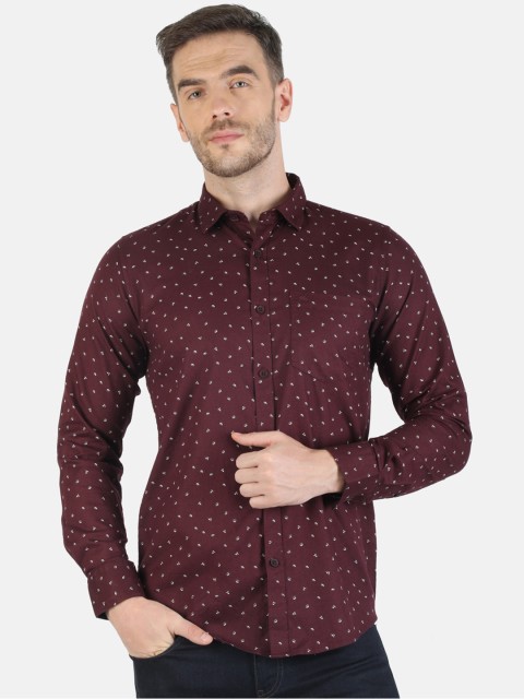 

Monte Carlo Men Maroon Slim Fit Opaque Micro Ditsy Printed Cotton Casual Shirt