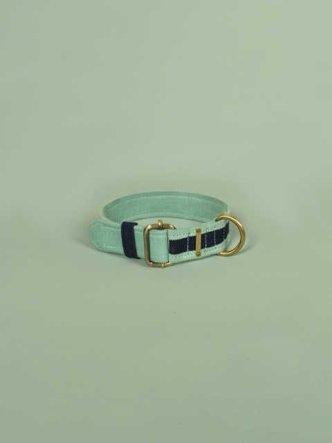

IndieGood Corduroy Unisex Green & Blue Solid Pet Collar
