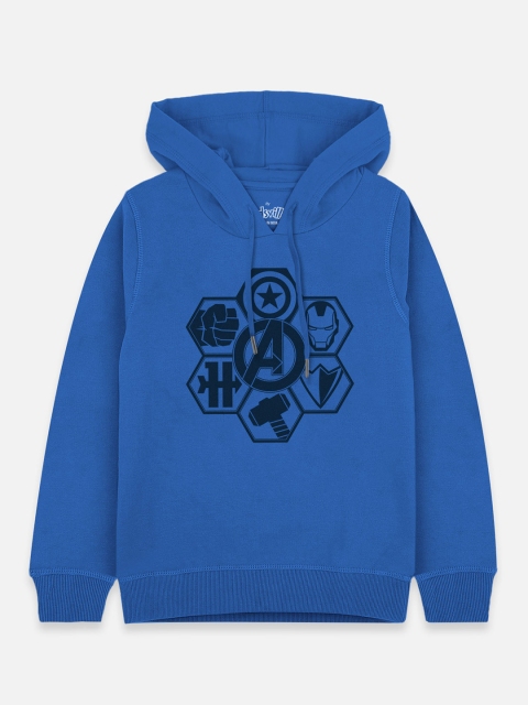 

Kids Ville Boys Blue Avengers Printed Hooded Sweatshirt