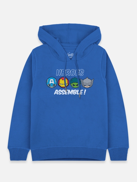 

Kids Ville Boys Blue Avengers Printed Hooded Cotton Sweatshirt