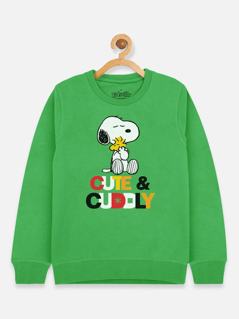 

Kids Ville Boys Green Peanuts Printed Sweatshirt