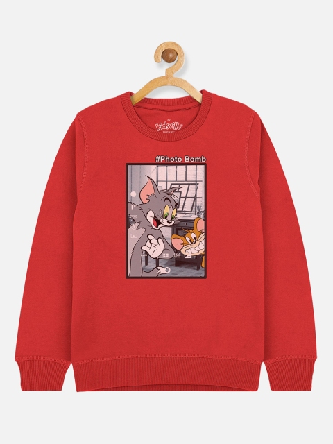 

Kids Ville Tom & Jerry Boys Red & Grey Printed Sweatshirt