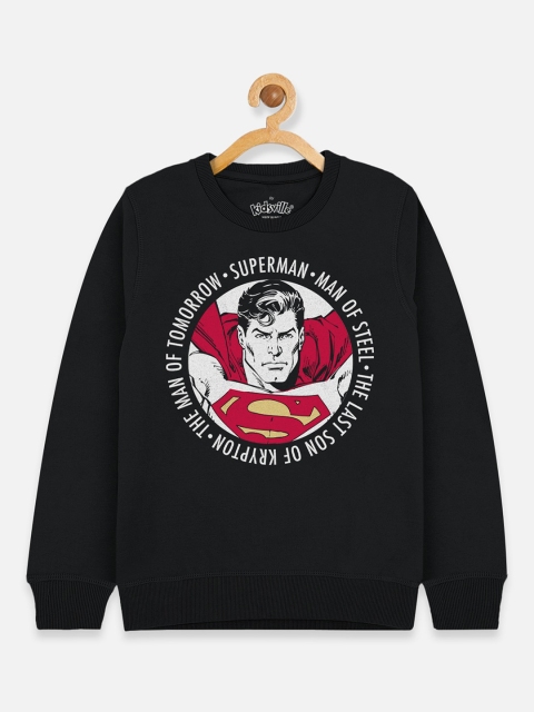 

Kids Ville Boys Black Superman Printed Sweatshirt