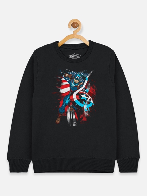 

Kids Ville Boys Black Captain America Printed Sweatshirt