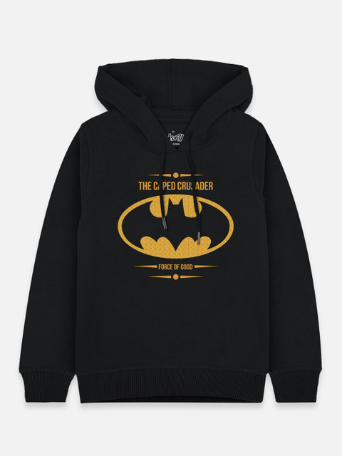 

Kids Ville Boys Black Batman Printed Hooded Cotton Sweatshirt