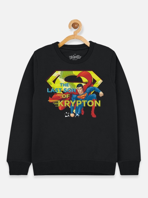 

Kids Ville Boys Black Superman Printed Sweatshirt