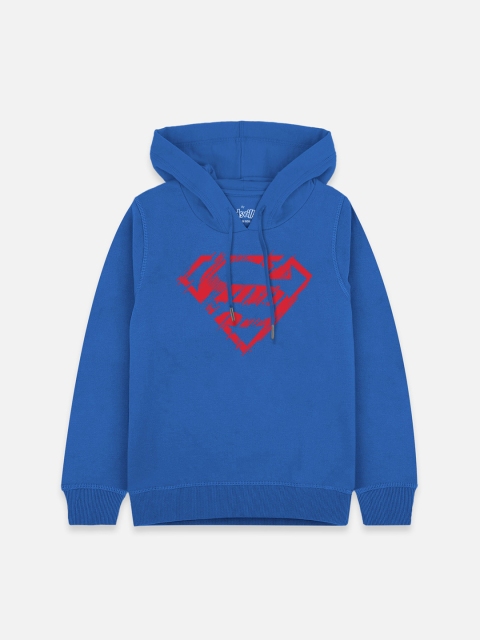 

Kids Ville Superman Boys Blue Printed Hooded Sweatshirt