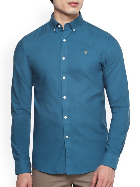 

Farah Men Teal Blue Opaque Cotton Casual Shirt