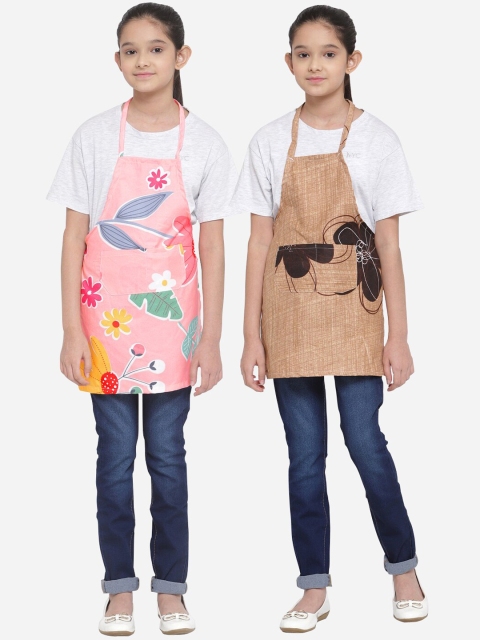 

KLOTTHE Pack of 2 Printed Aprons, Pink