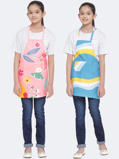 

KLOTTHE Unisex Kids Pack of 2 Printed Aprons, Peach