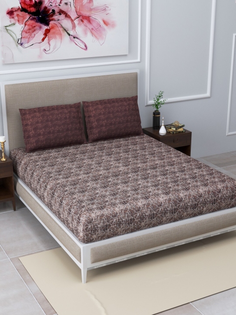 

Home Fresh Brown & White 120 TC Queen Bedsheet with 2 Pillow Covers