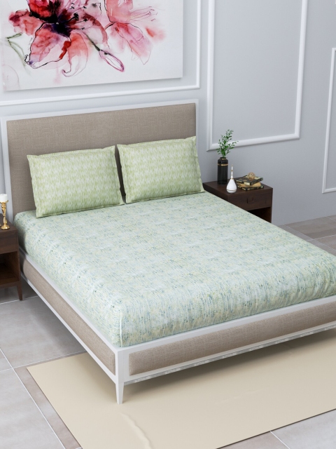 

Home Fresh Green & Blue 144 TC Queen Bedsheet with 2 Pillow Covers
