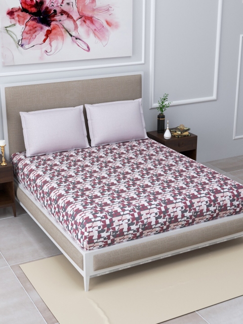 

Home Fresh Maroon & Pink 144 TC Queen Bedsheet with 2 Pillow Covers